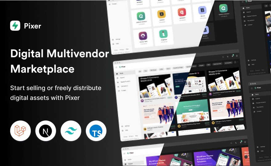 Pixer - React Laravel Multivendor Digital Marketplace.