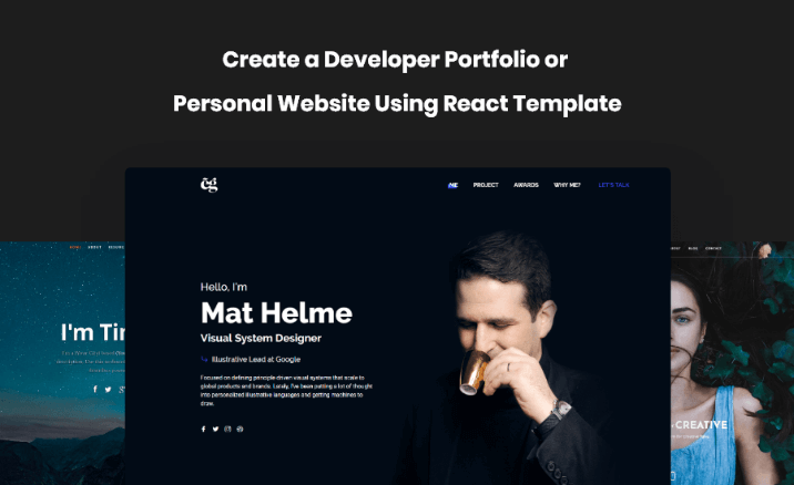 Cover Image for Create a Developer Portfolio or Personal Website Using React Template