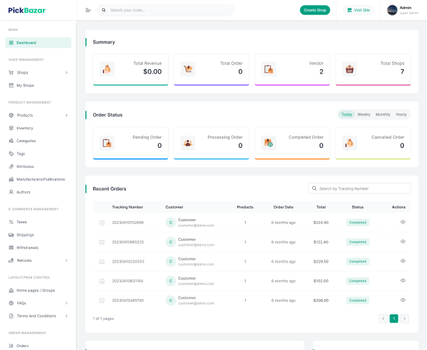 New Admin Dashboard